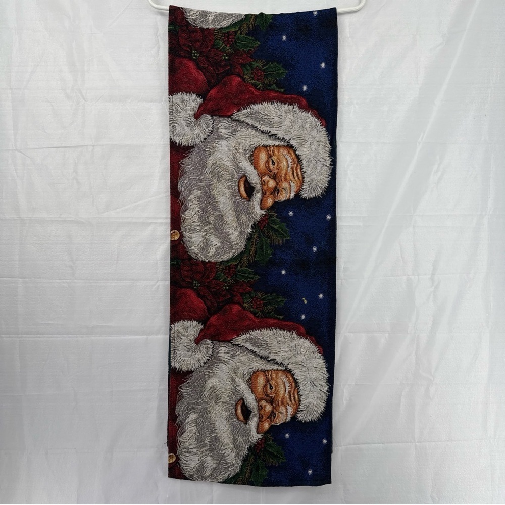 Santa Claus Christmas Holiday Woven Table Runner Tapestry